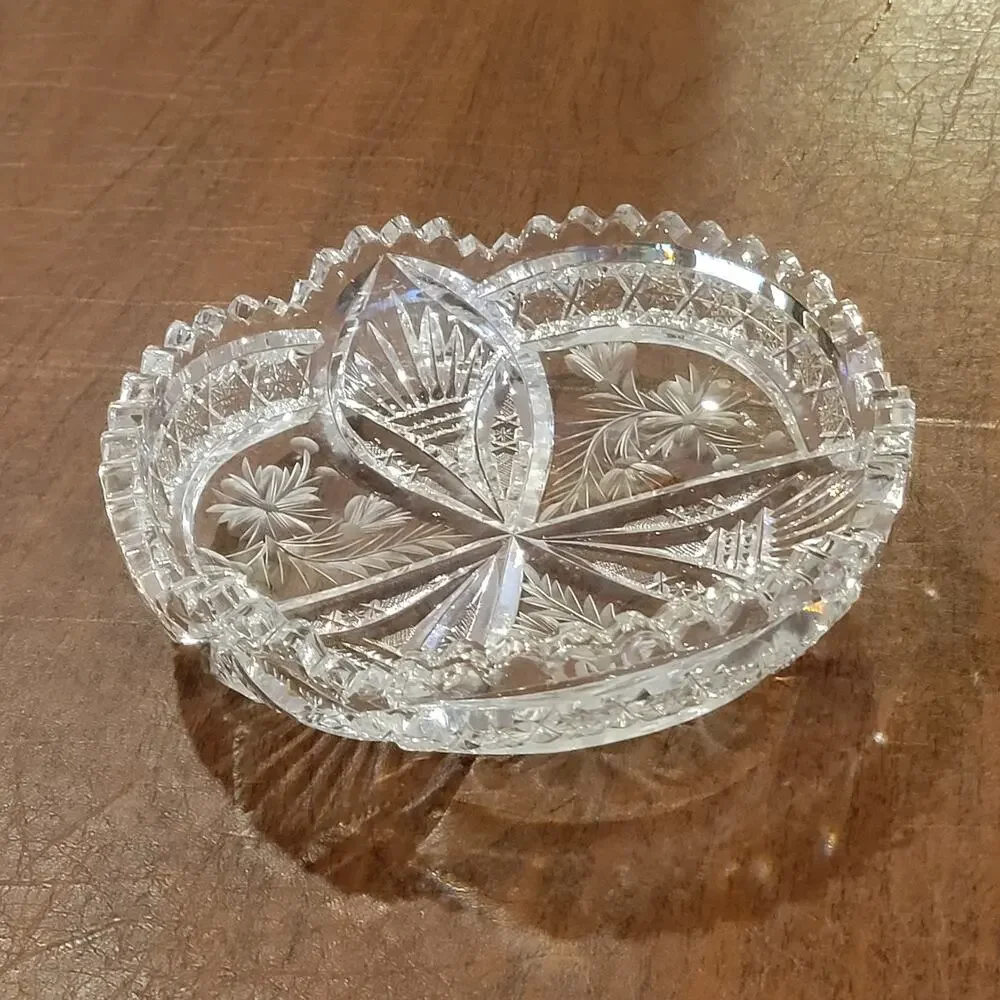 Vintage ABP Cut Glass Crystal 7” Bowl Scalloped Rim